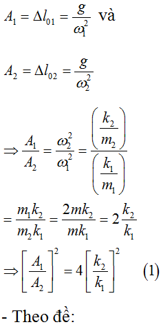 - Biên độ của vật 2m và vật m lần lượt là: 