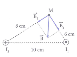 Hai dòng điện không đổi có cường độ I1=6A và I2=9A chạy ngược chiều (ảnh 1)