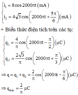 + Ta có:

+ Biểu thức dòng điện trong mạch:

=> .