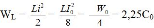 Điện dung của bộ tụ C = 2C0. Điện tích của bộ tụ Q0 = E.C = 6C0

 Năng lượng ban đầu của mạch 

Khi i = I0/2 thì 

Năng lượng của hai tụ khi đó 

Mặt khác khi hai tụ mắc nối tiếp 

Sau khi nối tắt tụ C1 năng lượng của mạch LC2 là: W = WL + WC2 = 4,5C0

Mặt khác