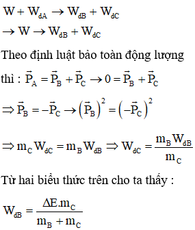 Theo định luật bảo toàn năng lượng trong phản ứng hạt nhân :