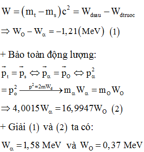 + Bảo toàn năng lượng toàn phần:

=> .