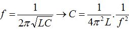 .

 Tần số dao động của mạch là

→ C tỷ lệ với 1/f2

 Mắc C1 song song C2 →  C = C1 + C2 →1/f2 = 1/f12 + 1/f22 →f = 4,8Hz