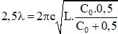 + Khi C = 1/23 pF thì   (1)

+ Khi C = 0,5 pF thì:   (2)

+ Lấy (2) chia (1) ta được:    ®  C0  = 0,5 pF.