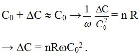 Để bắt được sóng điện từ tần số góc  w , cần phải điều chỉnh tụ điện C đến giá trị C0 thì trong mạch dao động điện từ có hiện tượng cộng hưởng:

Suất điện động xuất hiện trong mạch có giá trị hiệu dụng E.

T ổng trở   tăng lên (với  D C độ biến dung của tụ điện)

Cường độ hiệu dụng trong mạch

Vì R rất nhỏ nên R2  »  0  và tụ xoay một góc nhỏ nên