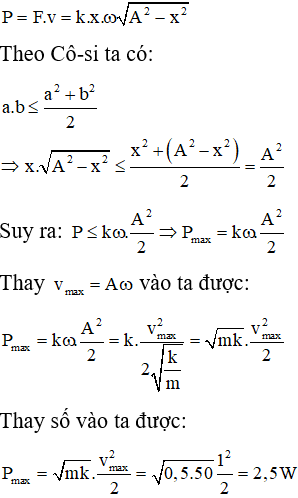 Công suất tức thời của lực đàn hồi: