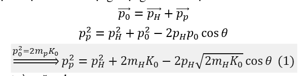 Phương trình định luật bảo toàn động lượng cho va chạm

Từ định luật bảo toàn năng lượng

Từ     (1)  và (2)

Điều kiện để (*)    có nghiệm