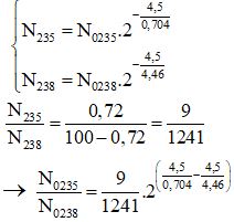 + Ta có:

= 0,3026

®  Phần tră m hàm lượng của U235 là: