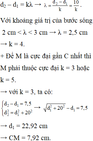 + Với C là cực đại bậc k nằm trên đườn thẳng d, ta có: