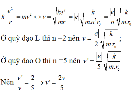 Đáp án : A

Khi e chuyển động trong trên các quỹ đạo thì lực tĩnh điện Culông đóng vai trò là lực hướng tâm