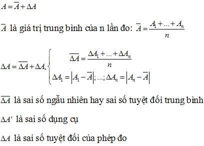 Kết quả của phép đo đại lượng A được viết:

+ Trong bài này, đo năm lần đều cho cùng một kết quả nên 

+ Lấy sai đố dụng cụ bằng một độ chia nhỏ nhất nên

 

 

=>

 

 