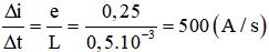 Đáp án  D

Tốc độ biến thiên của dòng điện 