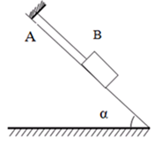 Trên hình vẽ, vật có khối lượng m = 500g, α = 450, dây AB song song với mặt phẳng nghiêng, hệ số ma sát nghỉ giữa vật và mặt phẳng nghiêng là µn = 0,5.