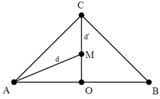 Trên mặt nước ba nguồn sóng u1 = 2acos ω t, u2 = 3acos ω t, u3 = 4acos ω t đặt tại A, B và C sao cho tam giác ABC vuông cân tại C và AB = 12 cm. Biết biên