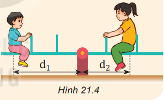 a) Sử dụng kiến thức về momnet lực giải thích vì sao chiếc bập bênh đứng cân bằng.

b) Cho biết người chị (bên phải) có trọng lượng P2 = 300 N, khoảng