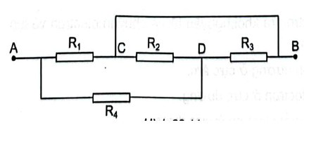 Câu 23.24 SBT Vật lí 11 trang 57.  Cho đoạn mạch như Hình 23.11. Tính điện trở của đoạn mạch AB , biết các điện trở có giá trị bằng nhau và bằng R . Biết