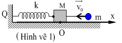 Cho cơ hệ như hình vẽ, lò xo lý tưởng có độ cứng k = 100 N/m được gắn chặt vào tường tại Q, vật M = 200 g được gắn với lò xo bằng một mối nối hàn. Vật
