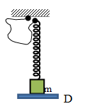 Cho cơ hệ như hình vẽ: lò xo rất nhẹ có độ cứng 100 N/m nối với vật m có khối lượng 1 kg , sợi dây rất nhẹ có chiều dài 2,5 cm và không giãn, một đầu sợi