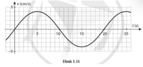 Cho đồ thị vận tốc – thời gian của một vật dao động điều hoà như Hình 1.11. Xác định:

a) Biên độ và tần số góc của dao động.
