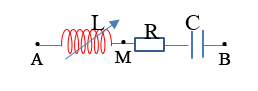 Cho đoạn mạch điện xoay chiều như hình vẽ: Biết U = 50V, f = 50Hz. Khi L = L1   thì UAM   = 100V, UMB   = 140V. Khi L = L2   thì UAM   lớn nhất. Tính giá