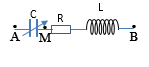 Cho đoạn mạch điện xoay chiều như hình vẽ: Biết U AB  = 30V , f không đổi. Khi C = C1   thì UAM   = 42V, UMB   = 54V. Khi C = C2   thì UAM   = 2UMB.  