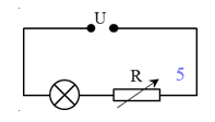 Cho đoạn mạch như hình vẽ, biết U = 6 V, đèn sơi đốt thuộc loại 3V- 6W , giá trị của biến trở để đèn sáng bình thường
