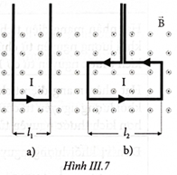 Cho dòng điện chạy trong khung dây đặt vuông góc với vectơ cảm ứng từ của từ trường đều như Hình III.7. Độ lớn cảm ứng từ là 0,2 T.

Tính lực từ tác dụng