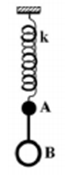 Cho hệ con lắc lò xo như hình vẽ. Vật A và B có khối lượng lần lượt là 100 g và 200 g. Dây nối giữa hai vật rất nhẹ, căng không dãn. Lò xo có chiều dài