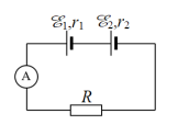 Cho mạch điện như hình bên. Biết  ξ1=3V;r1=1Ω;ξ2=6V;r2=1Ω;R=2,5Ω. Bỏ qua điện trở của ampe kế và dây nối. Số chỉ của ampe kế là