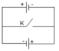 Cho mạch điện như hình vẽ.

Biết ξ1=6V;ξ2=3V;r1=r2=1Ω. Khi K đóng thì dòng điện qua K có giá trị 