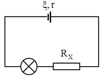 Cho mạch điện như hình vẽ. Biết ζ= 12 V, r = 4Ω, bóng đèn thuộc loại 6 V – 6 W. Để đèn sáng bình thường thì giá trị của RX là: