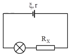 Cho mạch điện như hình vẽ. Biết ξ = 12V, r = 4 Ω và bóng đèn thuộc loại 6V – 6W. Để đèn sáng bình thường thì giá trị của Rx là