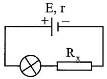 Cho mạch điện như hình vẽ.   Biết E=12 V, r=4Ω   , bóng đèn thuộc loại 6V - 6W . Để đèn sáng bình thường thì giá trị của là: