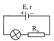 Cho mạch điện như hình vẽ. Biết E=12 V,r=4Ω, bóng đèn thuộc loại 6V−6W. Để đèn sáng bình thường thì giá trị của là: