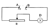 Cho mạch điện như hình vẽ:

Đ(24V - 0,8A), hiệu điện thế giữa hai điểm A và B được giữ không đổi U = 32V

Biết đèn sáng bình thường, điện trở của biến