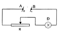 Cho mạch điện như hình vẽ:

Đ(24V - 0,8A), hiệu điện thế giữa hai điểm A và B được giữ không đổi U = 32V

Dịch chuyển con chạy của biến trở sao cho điện