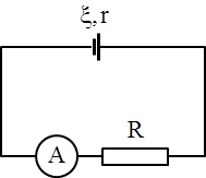 Cho mạch điện như hình vẽ.

  

Trong đó r = 2 Ω, R = 13 Ω, RA = 1 Ω. Chỉ số của ampe kế là 0,75A.     Suất điện động của nguồn là