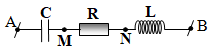 Cho mạch điện xoay chiều CRL như hình vẽ, cuộn dây cảm thuần. Đặt điện áp xoay chiều vào A và B thì biết điện áp hiệu dụng giữa A và N; giữa M và B là
