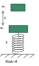 Con lắc lò xo đặt thẳng đứng (như hình vẽ ), đầu dưới gắn chặt vào mặt sàn, đầu trên gắn vật m1= 300g đang đứng yên ở vị trí cân bằng, độ cứng của lò xo