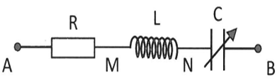 Đặt điện áp u=30cos100πtV vào hai đầu đoạn mạch AB như hình vẽ, trong đó cuộn cảm thuần có độ tự cảm L và tụ điện có điện dung  C   thay đổi được. Khi 