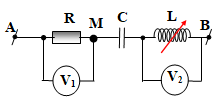 Đặt điện áp xoay chiều có giá trị hiệu dụng và tần số không đồi vào hai đầu đoạn mạch AB như hình bên, tụ điện có điện dung C, cuộn cảm thuần có độ tự