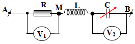 Đặt điện áp xoay chiều có giá trị hiệu dụng và tần số không đồi vào hai đầu đoạn mạch AB như hình bên, trong đó cuộn cảm thuần có độ tự cảm L và tụ điện