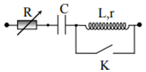 Đặt một điện áp xoay chiều có giá trị hiệu dụng và tần số không đổi vào hai đầu một đoạn mạch như hình vẽ. Khi K đóng, điều chỉnh giá trị biến trở đến