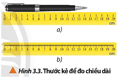 Để đo chiều dài của cây bút chì, em nên sử dụng loại thước nào trong Hình 3.3 để thu được kết quả chính xác hơn?