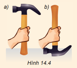 Để tra đầu búa vào cán, nên chọn cách nào dưới đây? Giải thích tại sao.

a) Đập mạnh cán búa xuống đất như Hình 14.4a.

b) Đập mạnh đầu búa xuống đất như