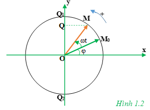 Gọi Q là hình chiếu của điểm M lên trục y (H.1.2). Chứng minh rằng điểm Q dao động điều hòa.