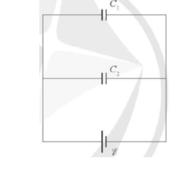 Hai tụ điện có điện dung lần lượt là C1 = 100 μF; C2 = 50 μF  và được mắc vào nguồn điện như hình vẽ. Biết hiệu điện thế giữa hai cực của nguồn điện là