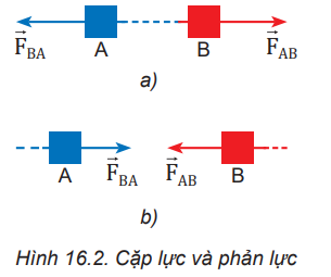 Hãy chỉ rõ điểm đặt của mỗi lực trong mỗi cặp lực ở Hình 16.2 a,   b.