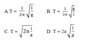 Hãy chọn đáp án đúng.

Chu kì của con lắc đơn dao động nhỏ (sinα ≈ α (rad)) là: