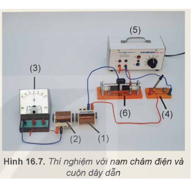 Hãy xác định chiều quấn của cuộn dây (2) trong thí nghiệm 2 (Hình 16.7) và vận dụng định luật Lenz để kiểm chứng chiều dòng điện cảm ứng trong cuộn dây